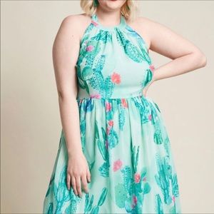 ModCloth What The Zeal? Chiffon Dress Cacti Sz 3x